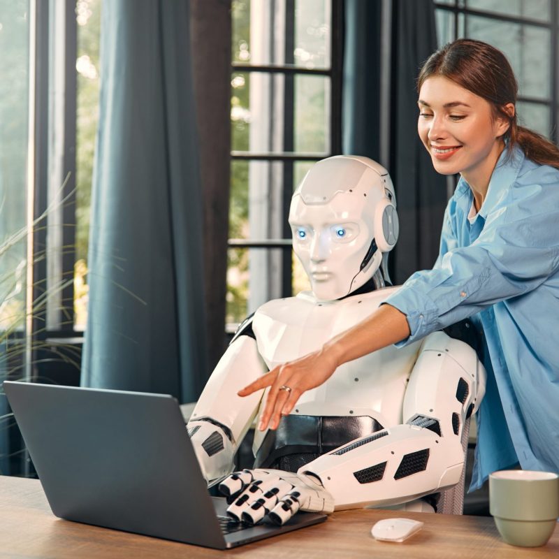 AI robot building a website